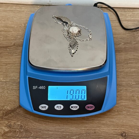 White Buffalo Turquoise and Sterling Silver Pendant Necklace by Running Bear - Picture 7 of 7